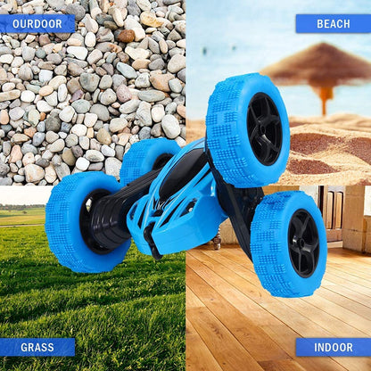 THINKMAX Remote Control Car RC Stunt Car Double Sided Crawler Vehicle Blue