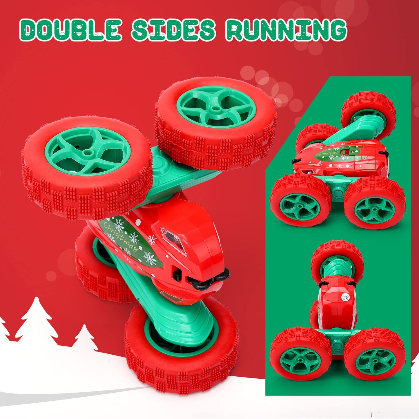 THINKMAX 2Pack RC Stunt Car High Speed Remote Control Car for Xmas Green+Red