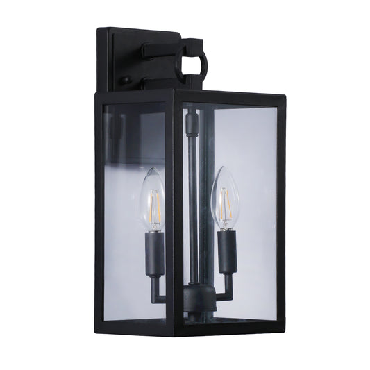 14 in. Black Metal Outdoor Wall Lantern