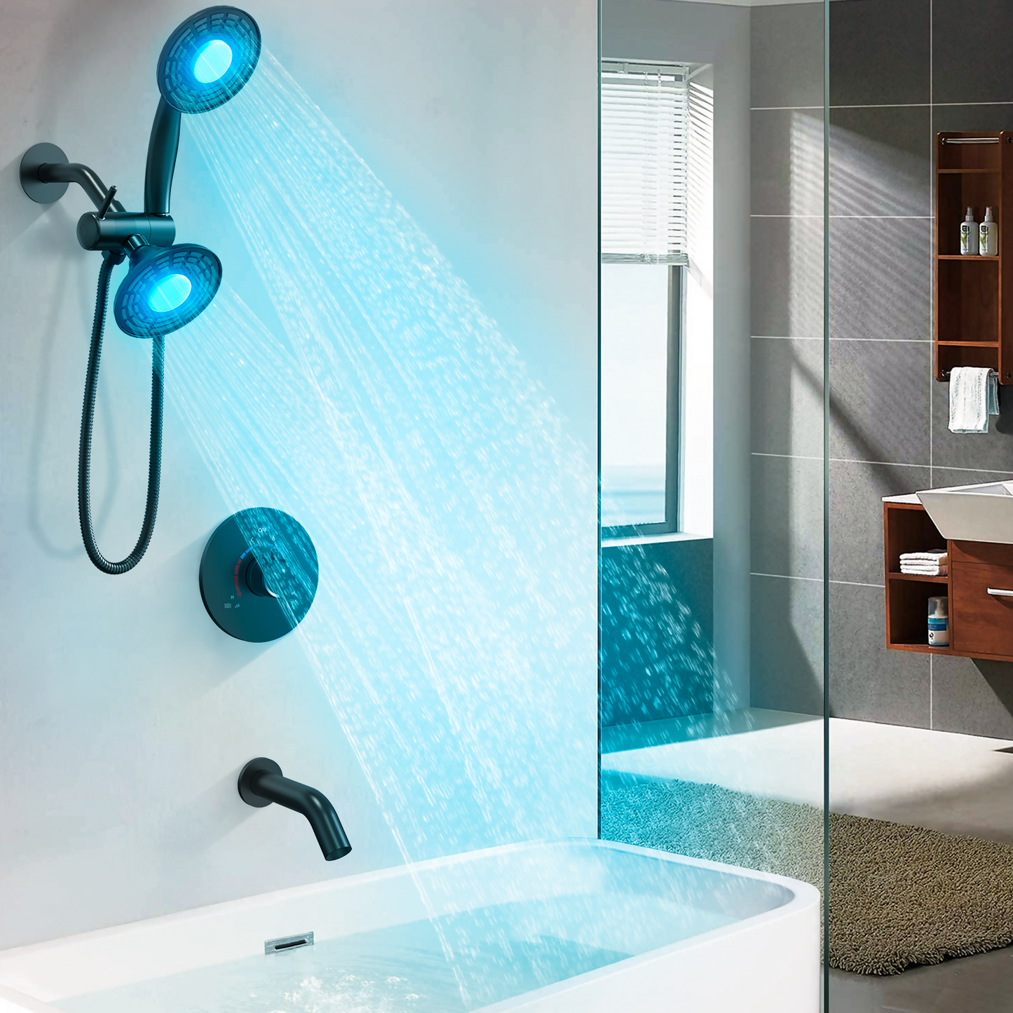 ThermaGlow Thermometer Shower Head: Water-Powered Fahrenheit Display, Child and Pet Showers