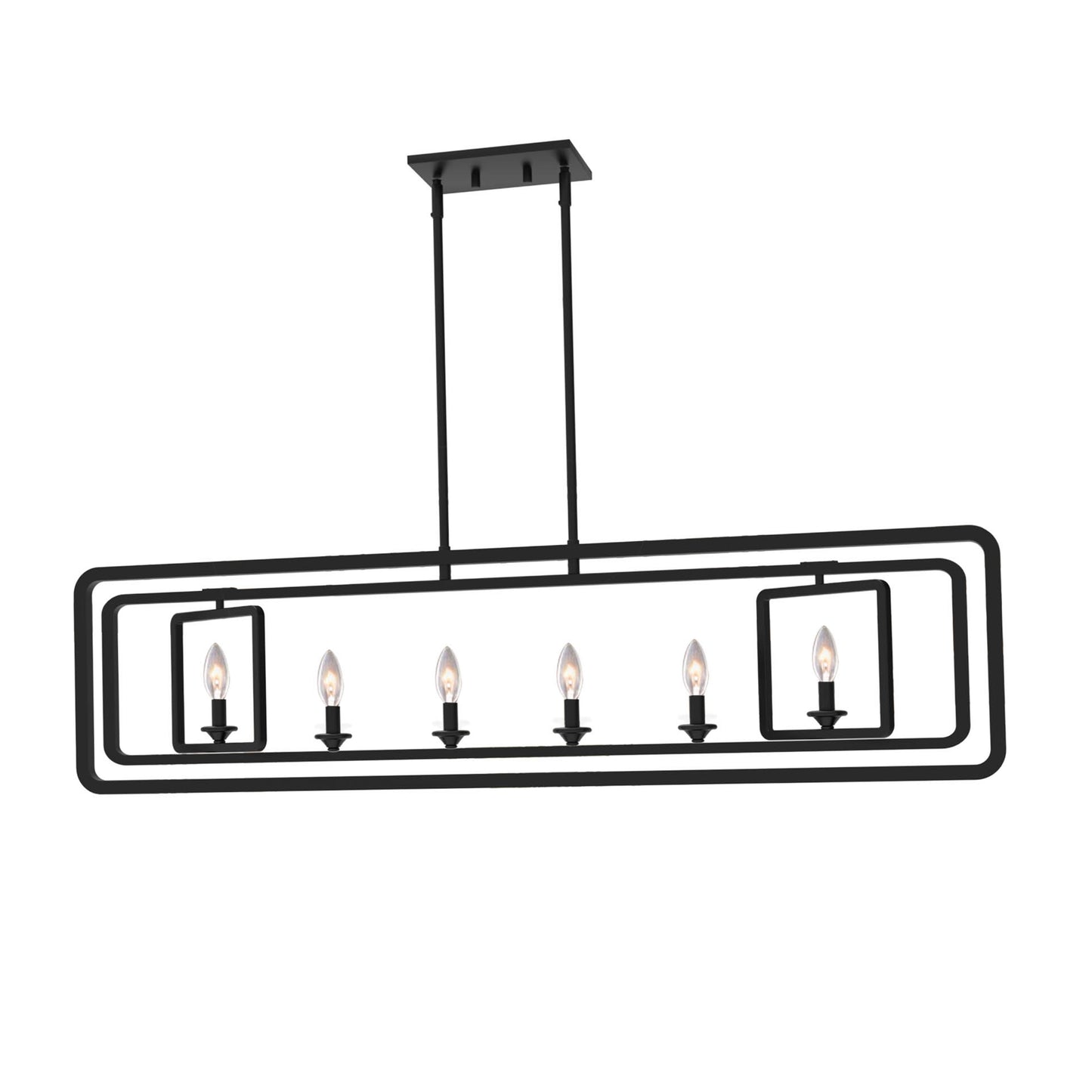 6-Light Kitchen Island Lights Matte Black Chandelier Metal Pendant Lighting