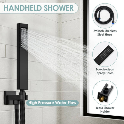 RelaxaJet 12" High-Pressure Rainfall Shower Faucet, Ceiling Mount, Rough in-Valve, 2.5 GPM