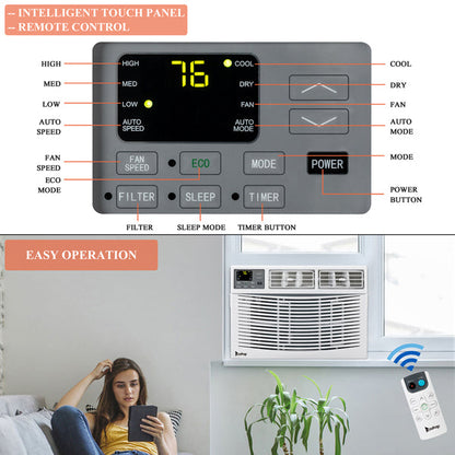 ZOKOP 10000BTU All-in-one ortable Air Conditioner Window Type Refrigeration/Energy Saving/Fan/Dehumidifying