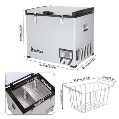 ZOKOP BCD60 60L Compressor Key Display Car Refrigerator Cold Rolled Gray