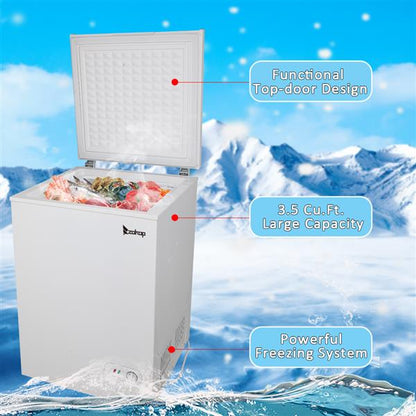 ZOKOP BD-100 100L Single Door Horizontal Freezer AC115V 60Hz Freezing Refrigerator White