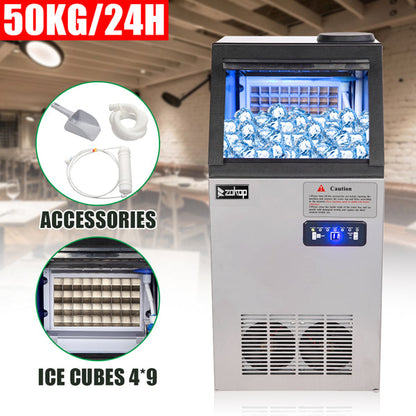 ZOKOP Ice Maker BY-70PF Cube Machine Stainless Steel Freestanding