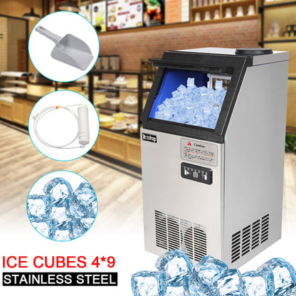 ZOKOP Ice Maker BY-70PF Cube Machine Stainless Steel Freestanding