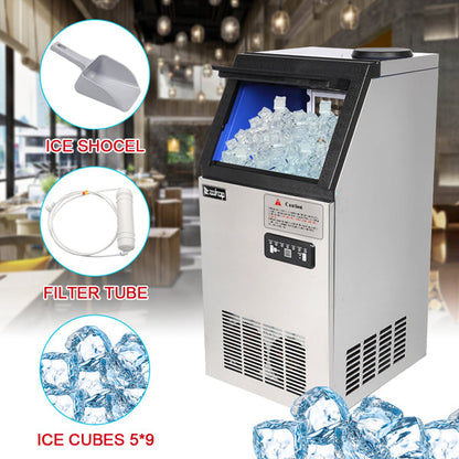 ZOKOP Ice Maker BY-90PF Cube Machine Stainless Steel Freestanding