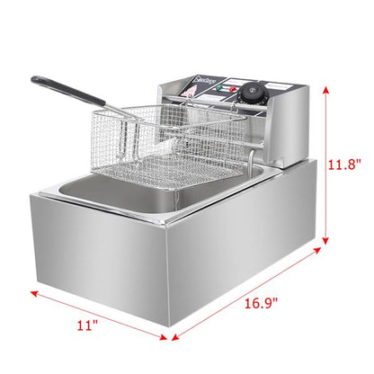 ZOKOP Electric Fryer EH81 6.3QT Stainless Steel Single Cylinder 2500W