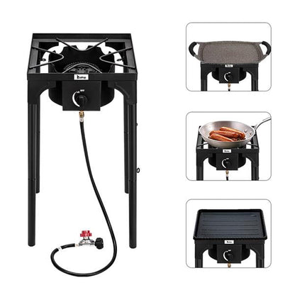 ZOKOP EX31-51 Single Burner Outdoor Camp Stove Cooker Portable Cast Iron Patio Cooking Burner