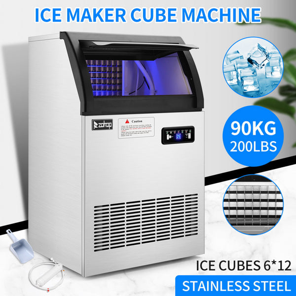 ZOKOP Ice Maker Cube Machine SKF-D65F 120V 530W Stainless Steel Freestanding