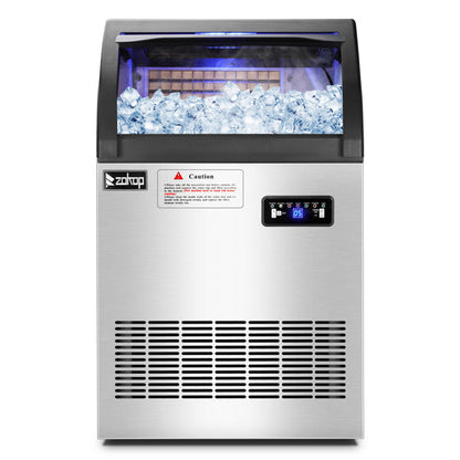 ZOKOP Ice Maker Cube Machine SKF-D65F 120V 530W Stainless Steel Freestanding