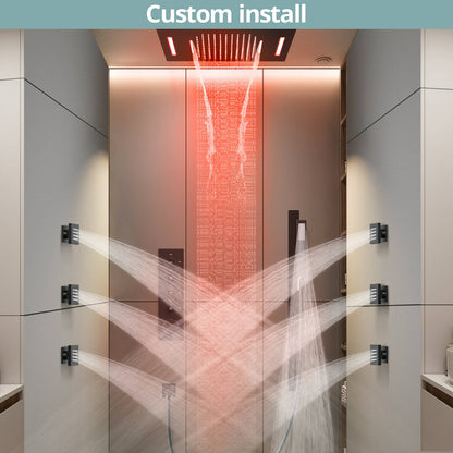 Luxury LightWave High-Pressure Shower System, Ceiling Mount, LED Light, Thermostatic Valve, 2.5 GPM